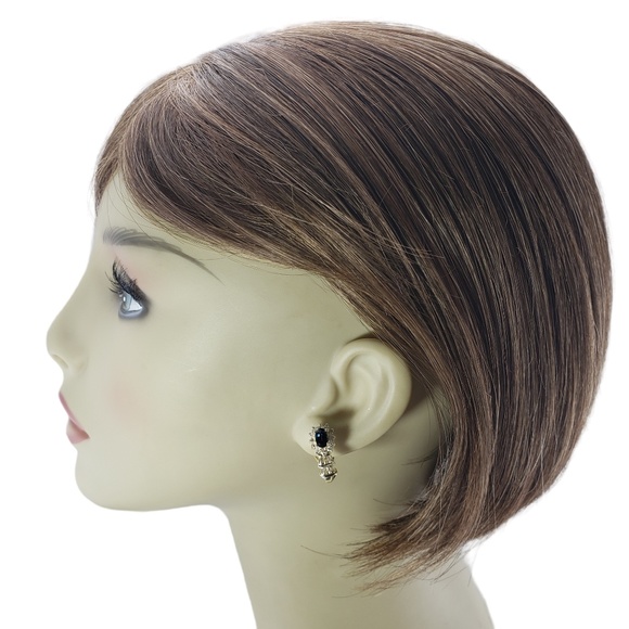 Vintage 14 Karat Yellow Gold Natural Sapphire and Diamond Earrings #13238 - Picture 6 of 8